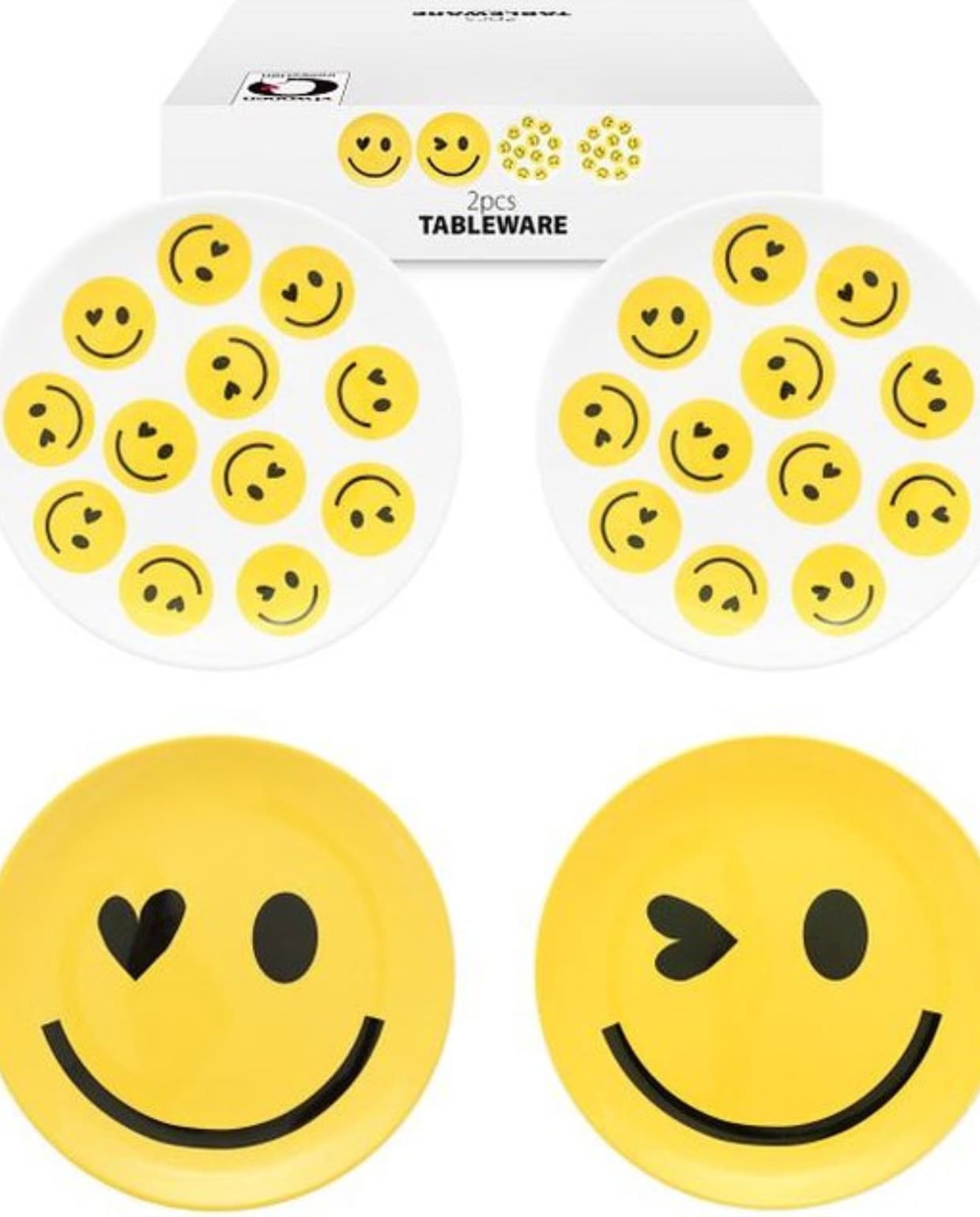 vtwonen Bordenset met Smile Print - Servies - Set van 4 - Porselein - Ø 12cm Bol.
