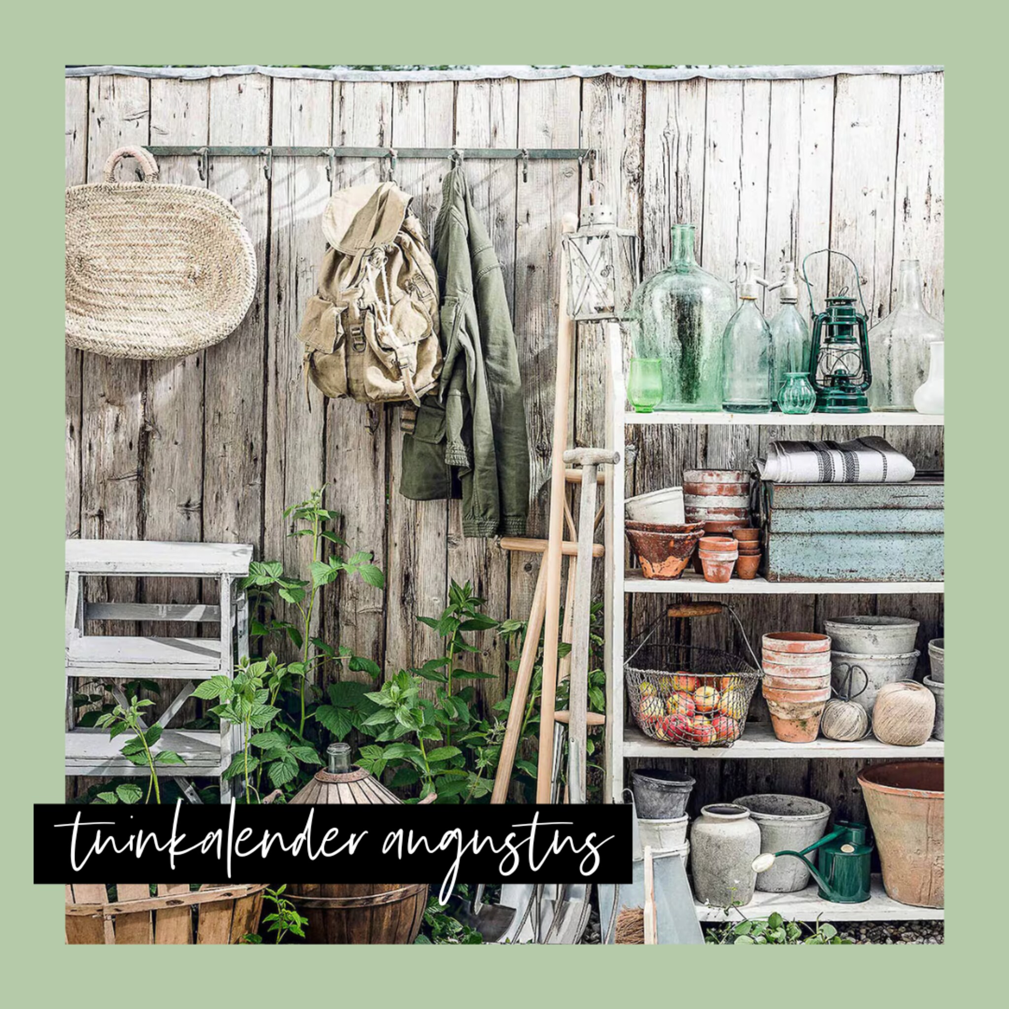 Tuinkalender met items voor buiten