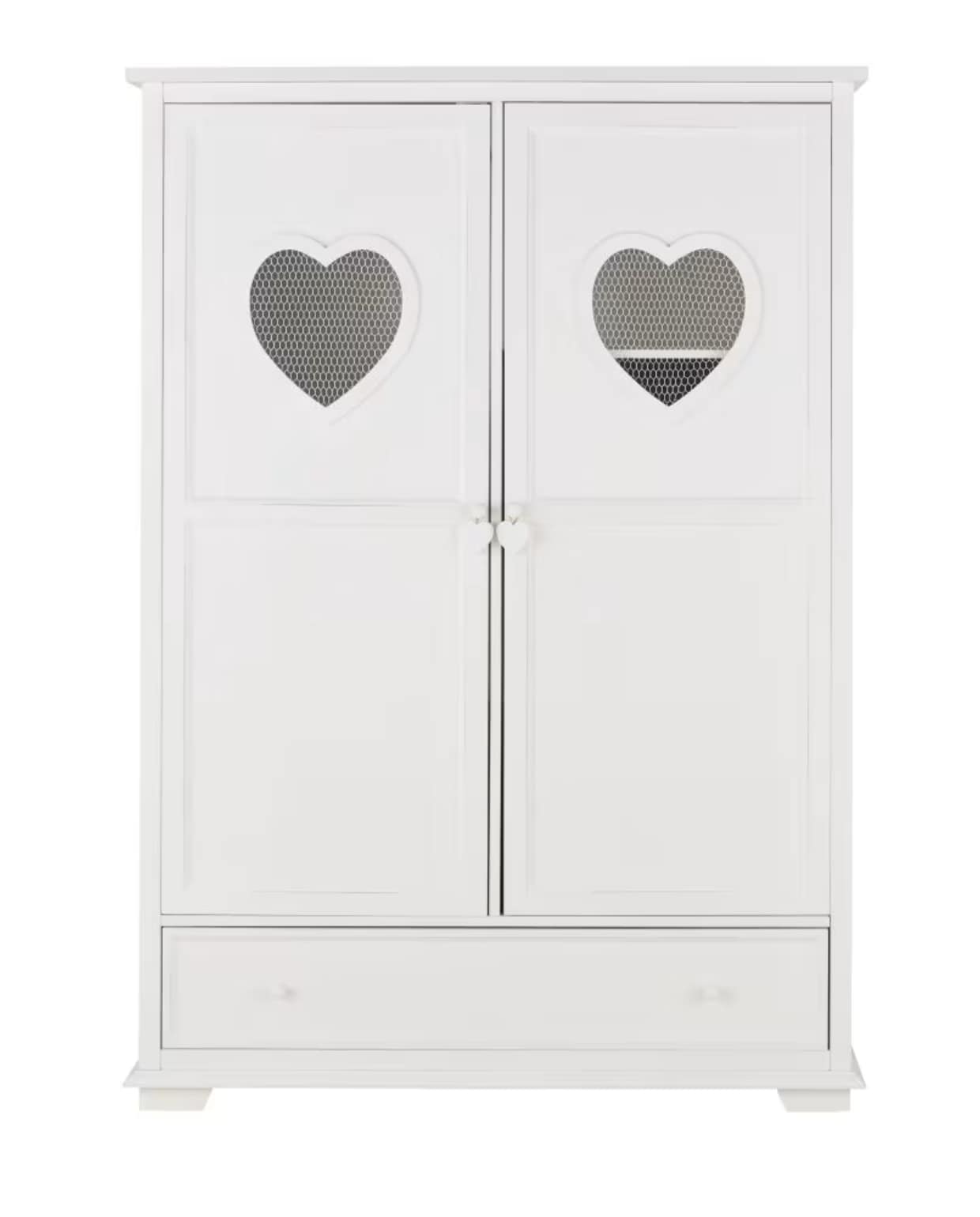 Witte kast Valentine, met 2 deuren en 1 lade, 52x186x130 cm (dxhxl). Maisons du Monde