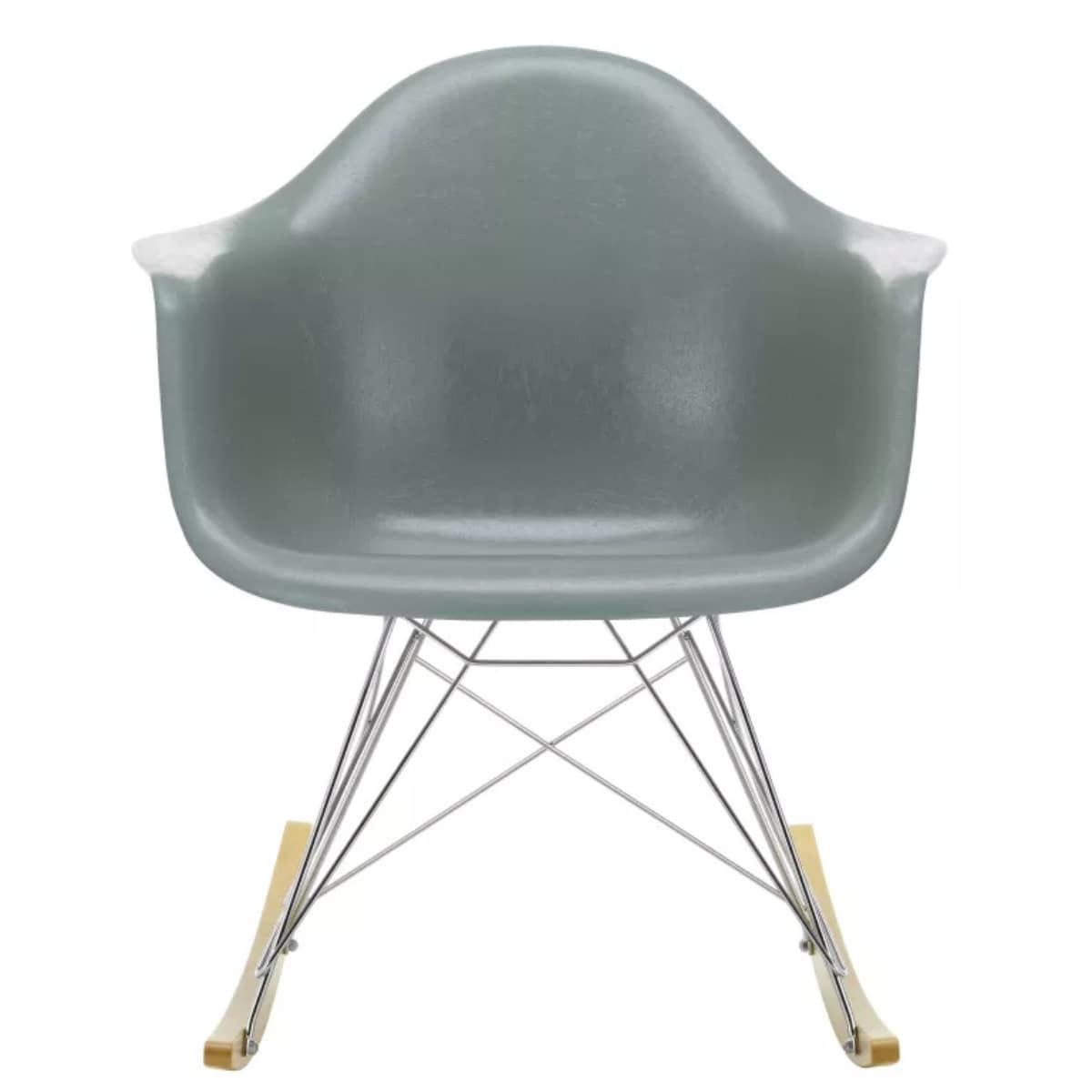 VitraEames RAR Fiberglass schommelstoel esdoorn goud, sea foam green Vitra.