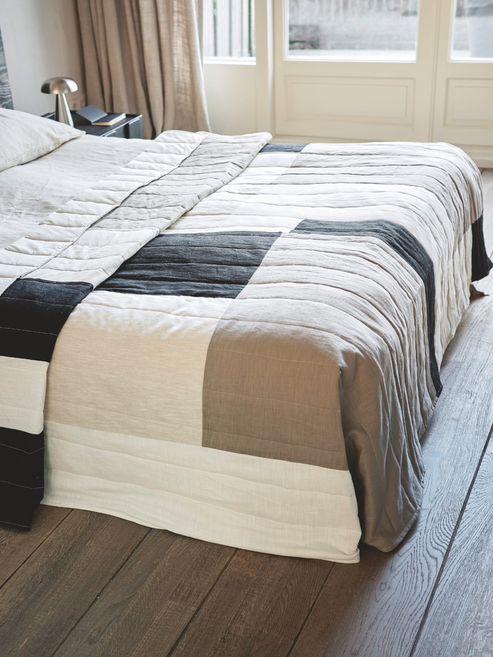 sprei met blokpatroon