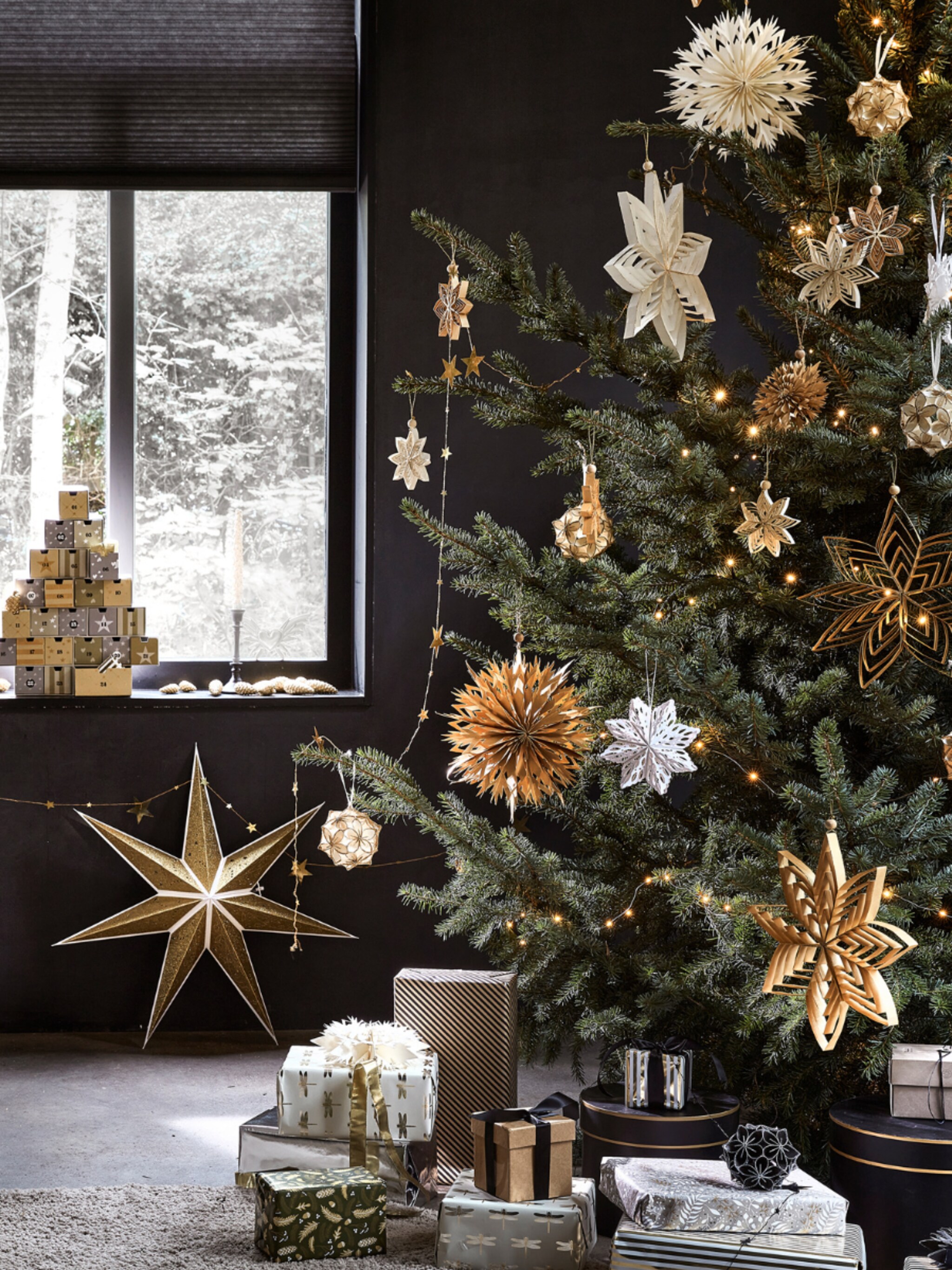 kerstboom versieren landelijke stijl