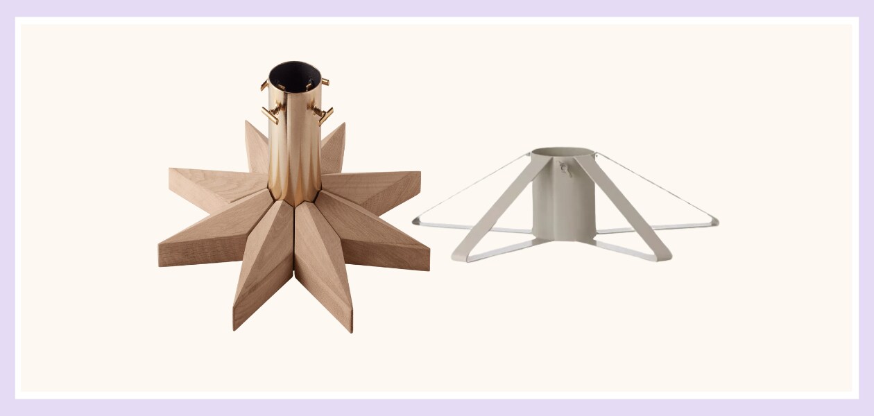 Stella Christmas Tree Base, Fritz Jansen, € 389. Christmas Tree kerstboomvoet in grijs, Ferm Living, € 69. Fritz Jansen, Ferm Living
