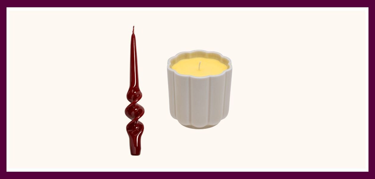 &amp;klevering Alpha kaarsen set van 3 rood, Iittala PlayKaars in ronde keramische houder beige-geel &amp;klevering, Littala