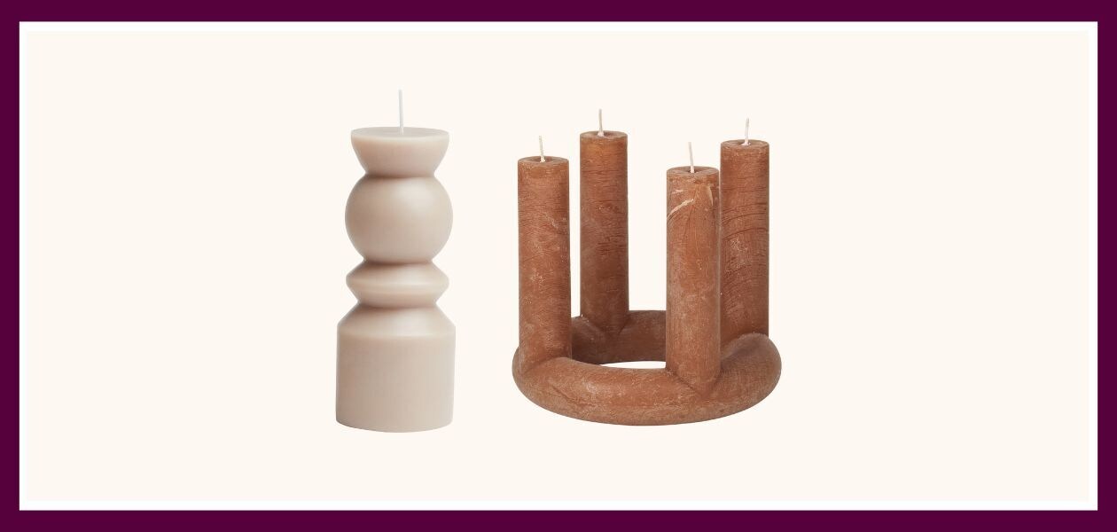 Stompkaars € 14,99 Lichtbeige H&amp;M home, Lucille Sculpture candleIndian Tan, Solid coloured paraffin Broste copenhagen H&amp;M Home, Broste Copenhagen