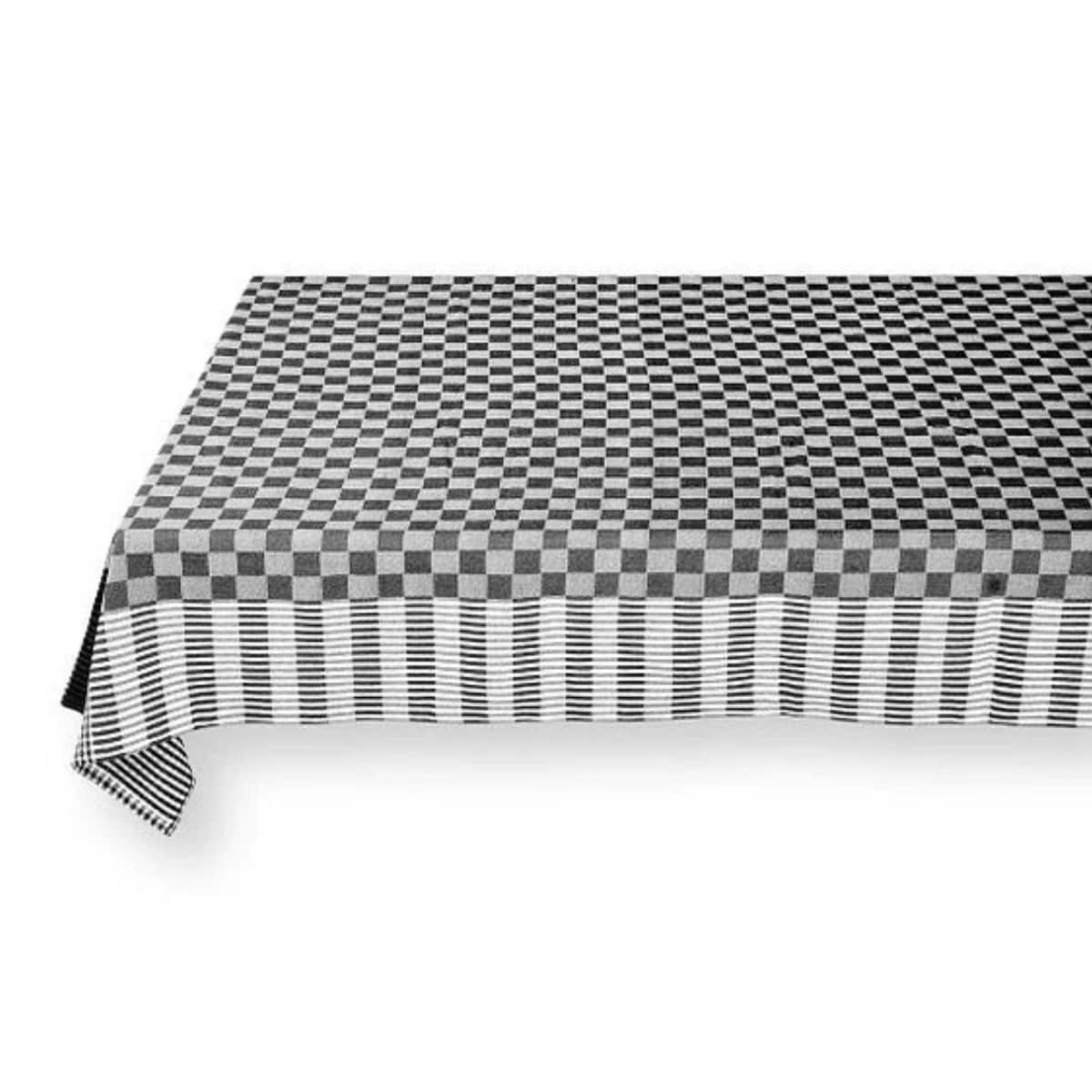 vtwonen Tafelkleed - 100% Katoen - Zwart-Wit Vierkant - 150x250cm vtwonen shop | vtwonen