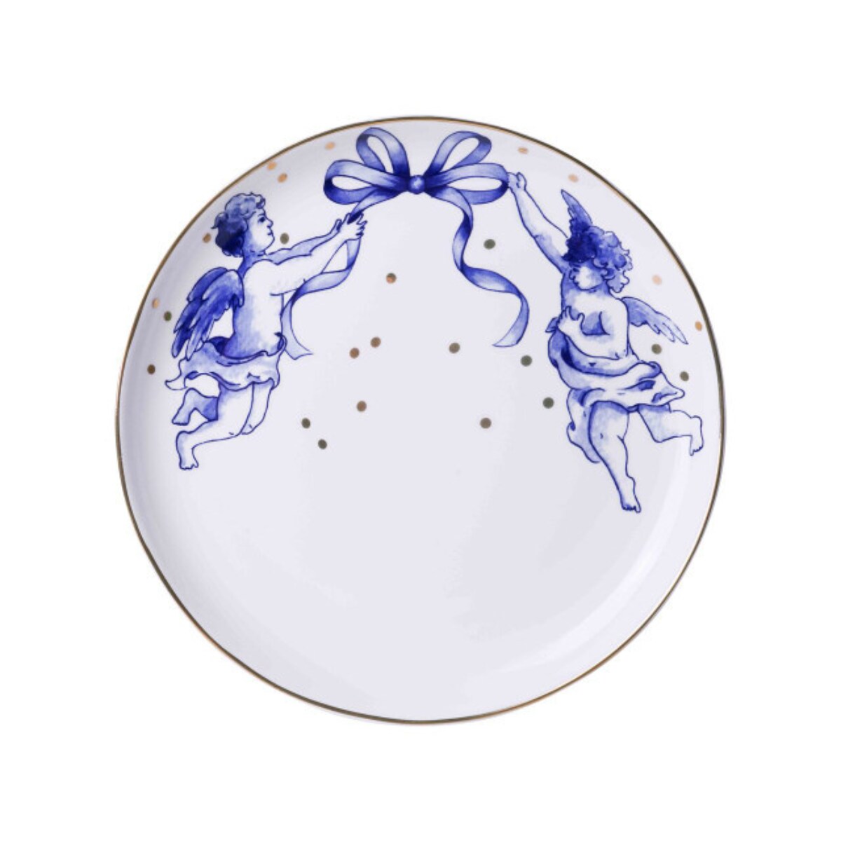 Ontbijtbord Kerstengel - Porselein - 21 cm heinen delfts blauw