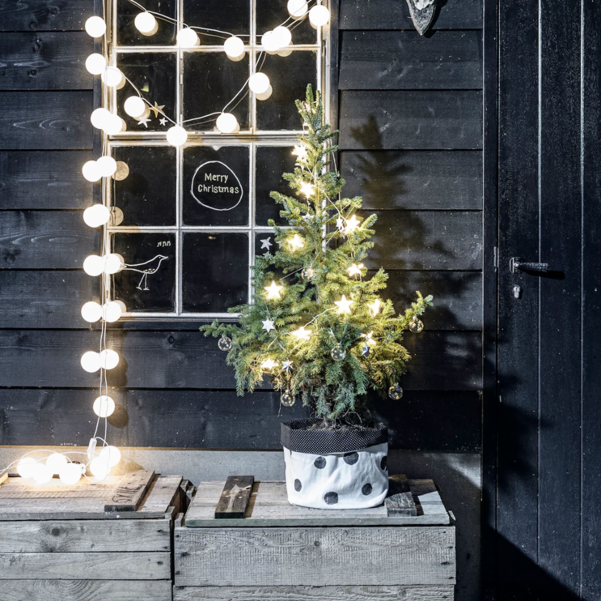Kerstversiering in de tuin