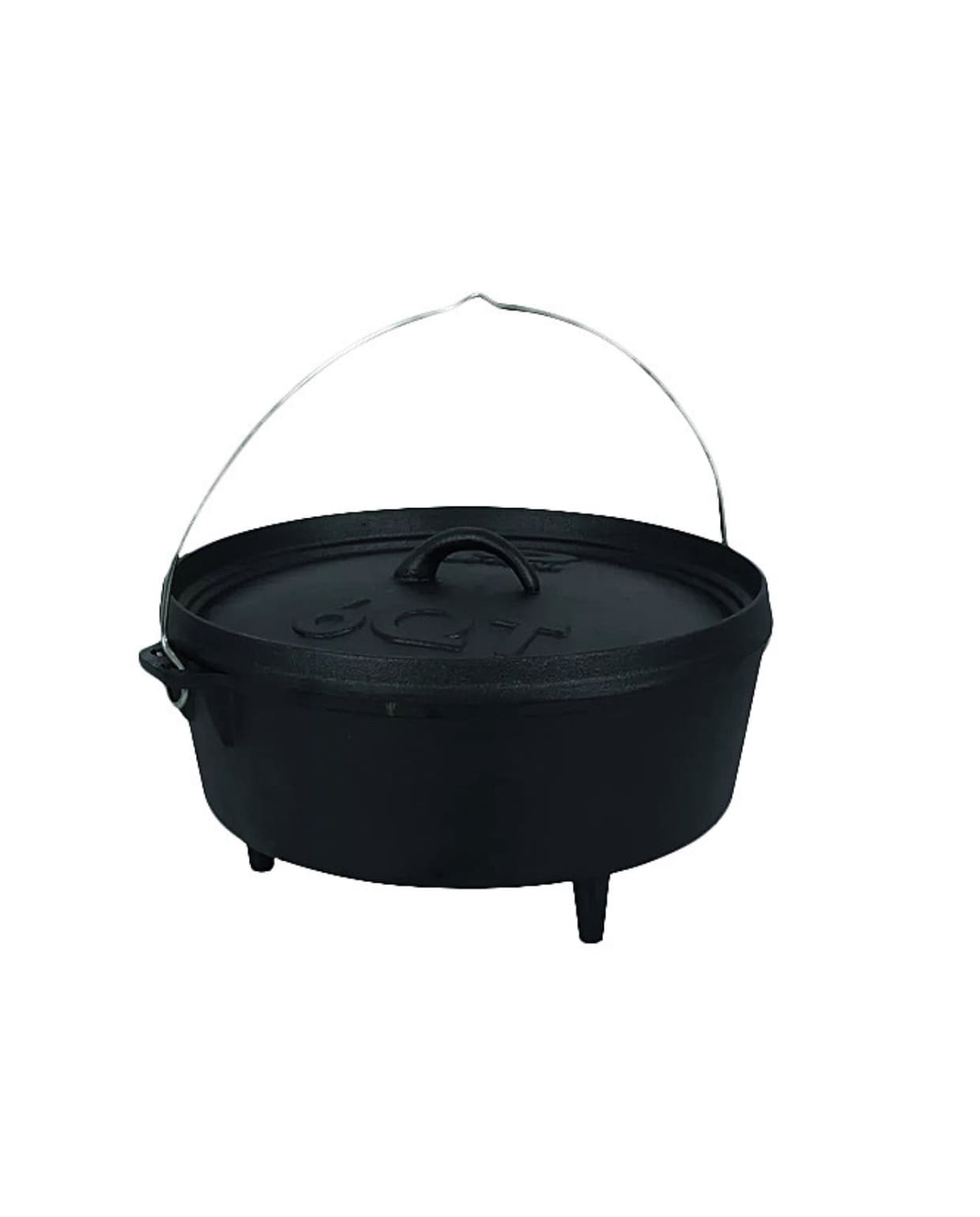 Gietijzeren pan Dutch Oven 6QT van Bo-Camp, 31x14,5 cm (Øxh) € 69,95 (anwb.nl). Anwb