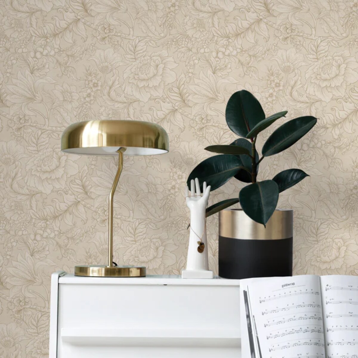 ESTAhome behang bloemmotief beige - 50 x 900 cm - 139795 ESTAhome