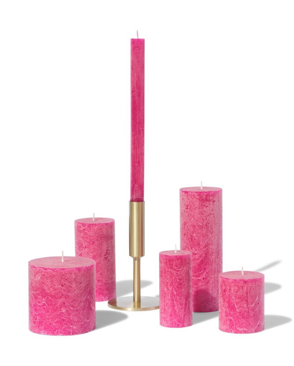rustieke kaarsen roze hema