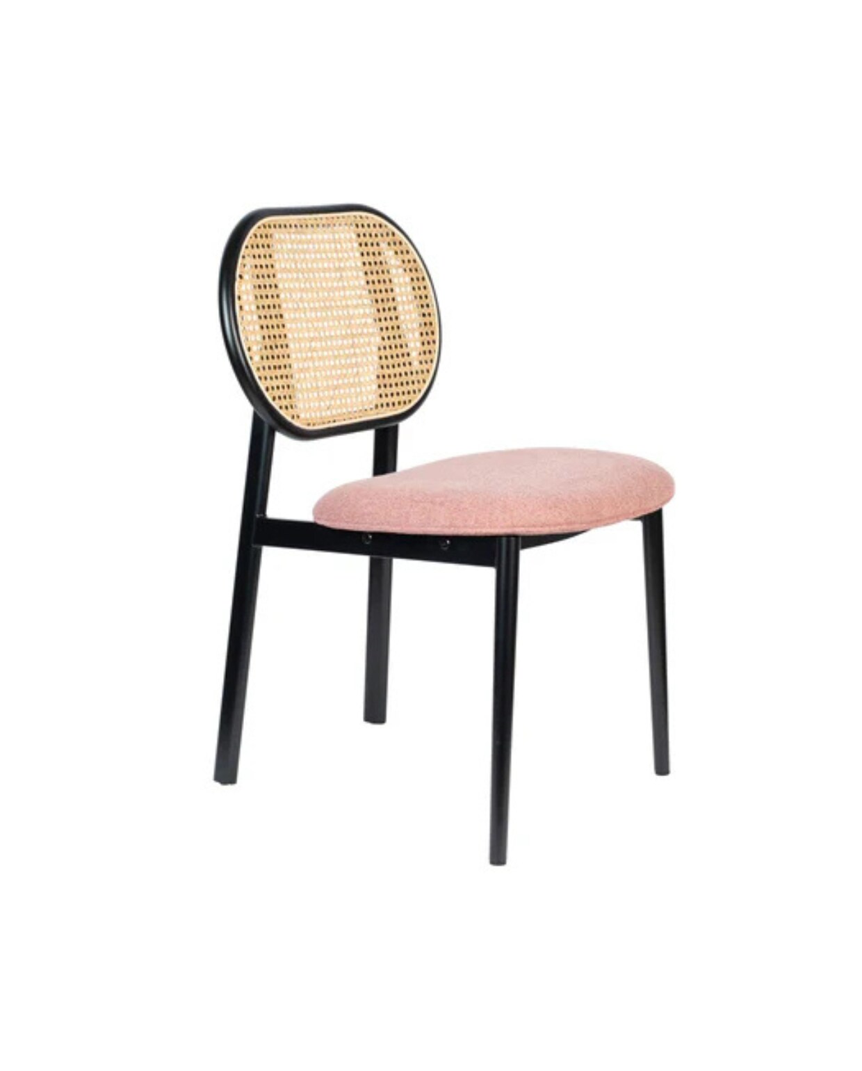 Eetkamerstoel Spike van Zuiver, hout, webbing en stof, 58x46x82 cm (lxbxh) € 279,- (shop.vtwonen.nl). vtwonen