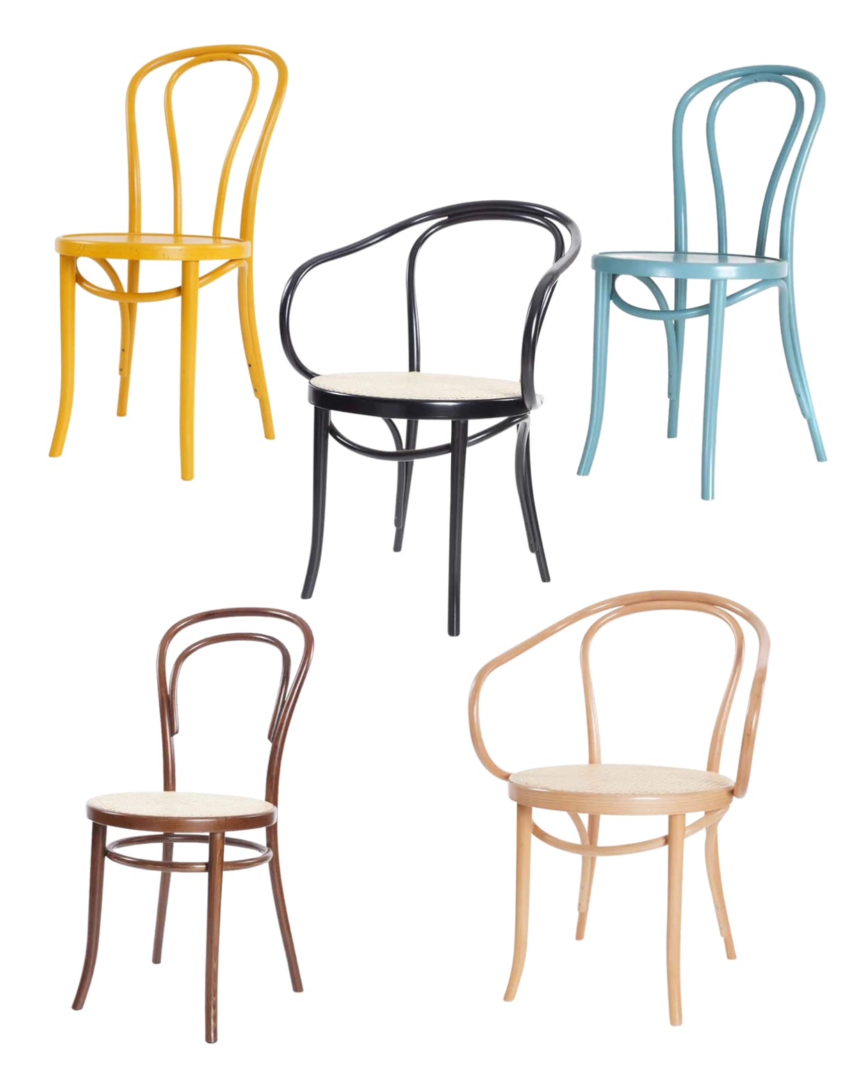 Houten bistrostoelen Thonet Vienna en Venice van Fameg, vanaf € 274,- (shop.vtwonen.nl). vtwonen