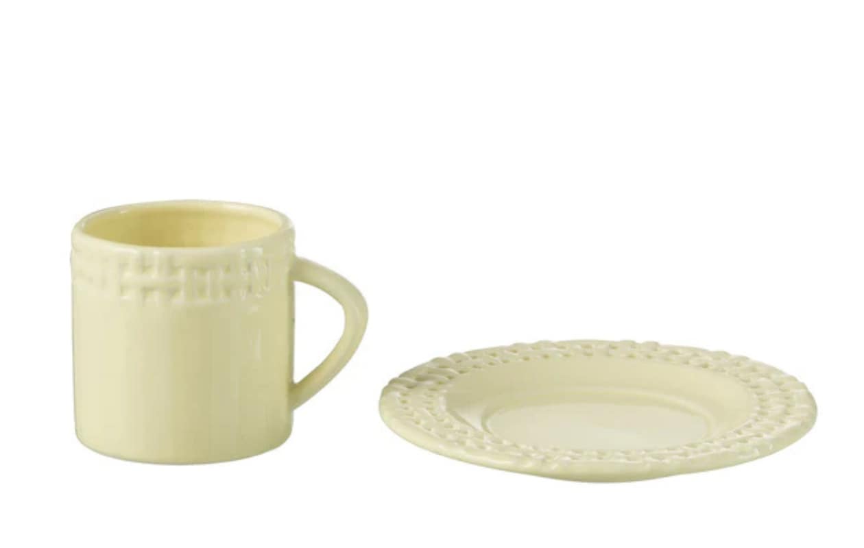 J-Line kopje + schoteltje - keramiek - geel - 12 stuks vtwonen shop | J-Line