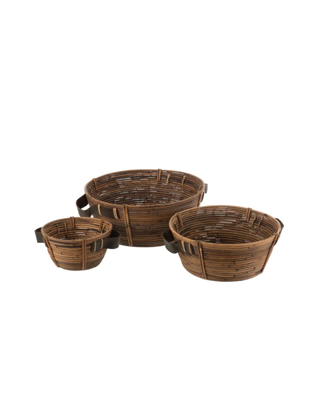 Shop op shop.vtwonen.nl: rotan schaal + handvat J-Line, set van 3 € 171,50. J-Line