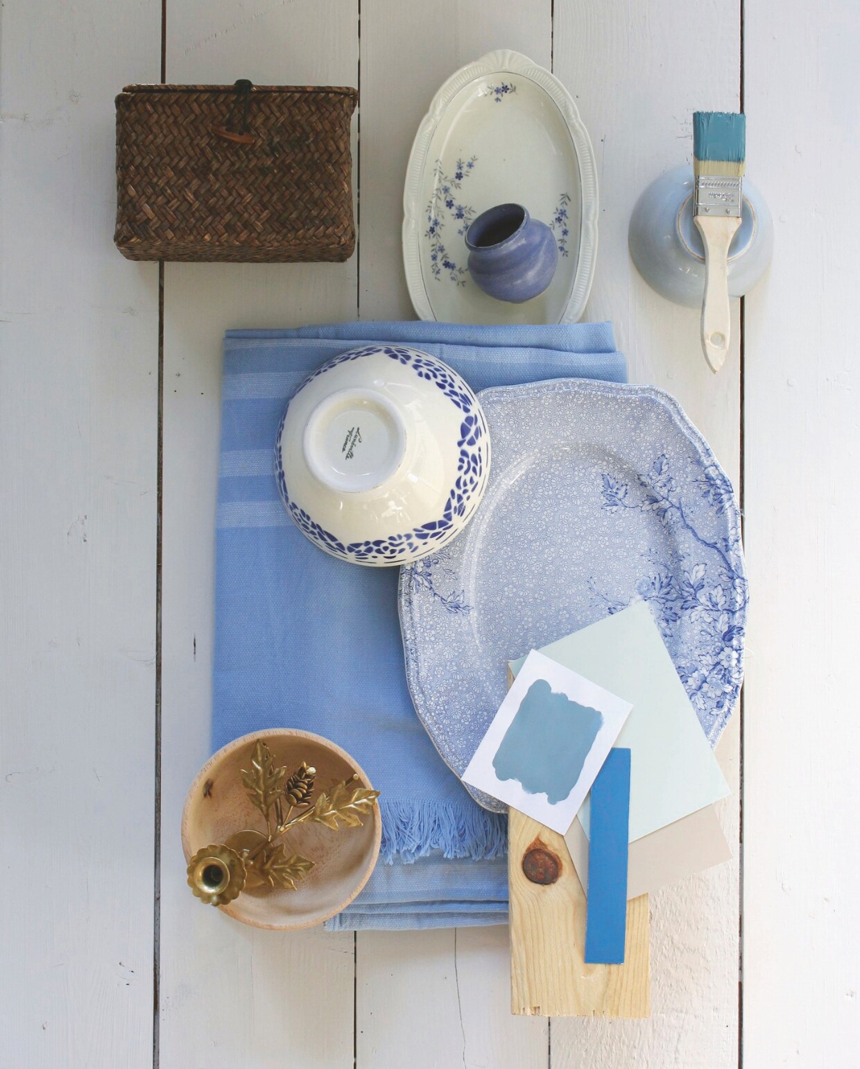 moodboard thema Bretons blauw-wit vtwonen Landelijk 4-2025 | Styling Rikke Graff Juel | Fotografie Anitta Behrendt