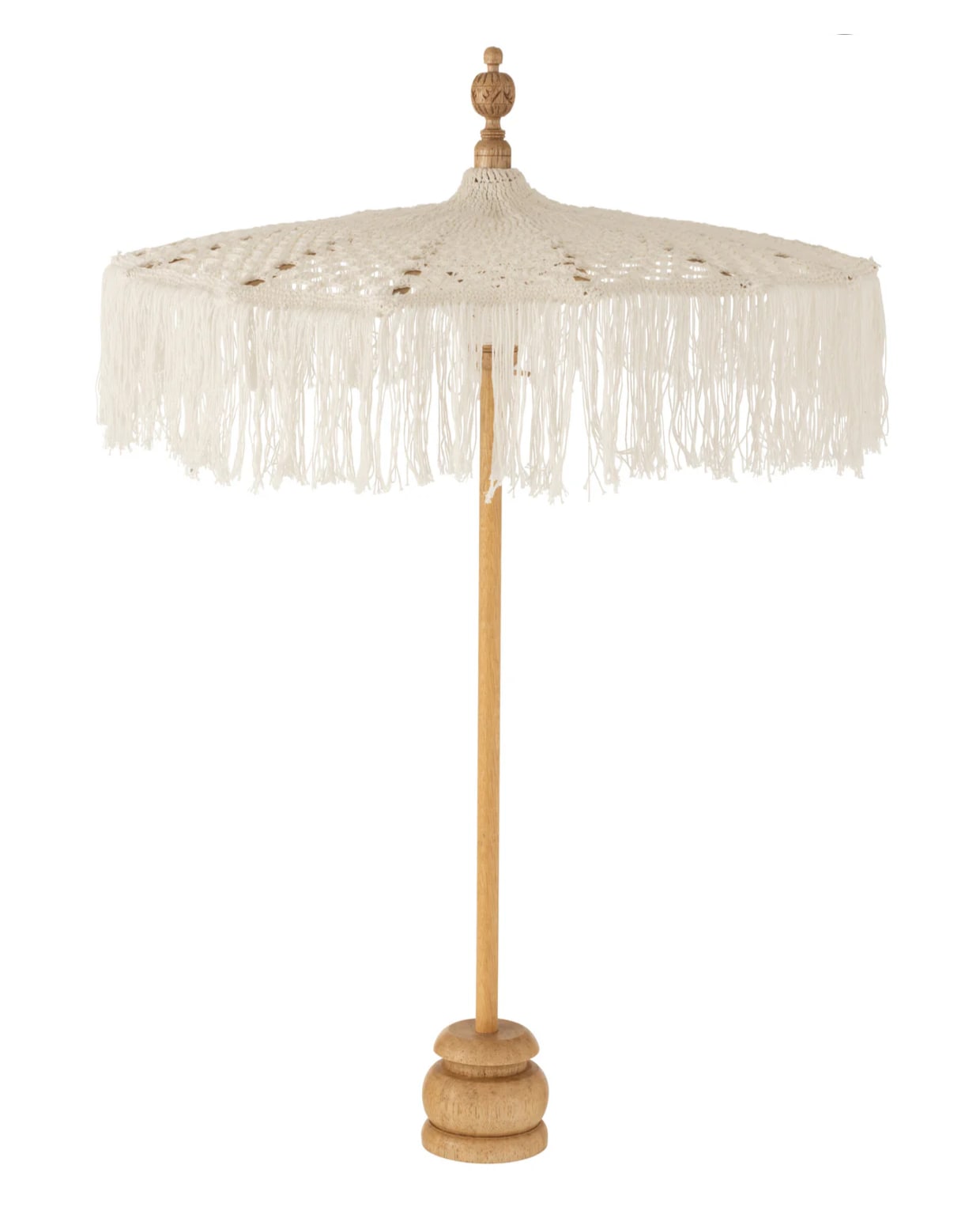 J-Line parasol, voet Macrame parasol katoen, wit, 67.00 x 67.00 x 96.00, €129,50 (shop.vtwonen.nl) J-line | vtwonen shop