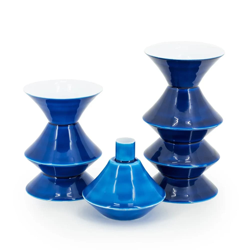 FurniLux Kaarsenhouder set van 3 yack, blauw, 10x10x19 cm (shop.vtwonen.nl) FurniLux