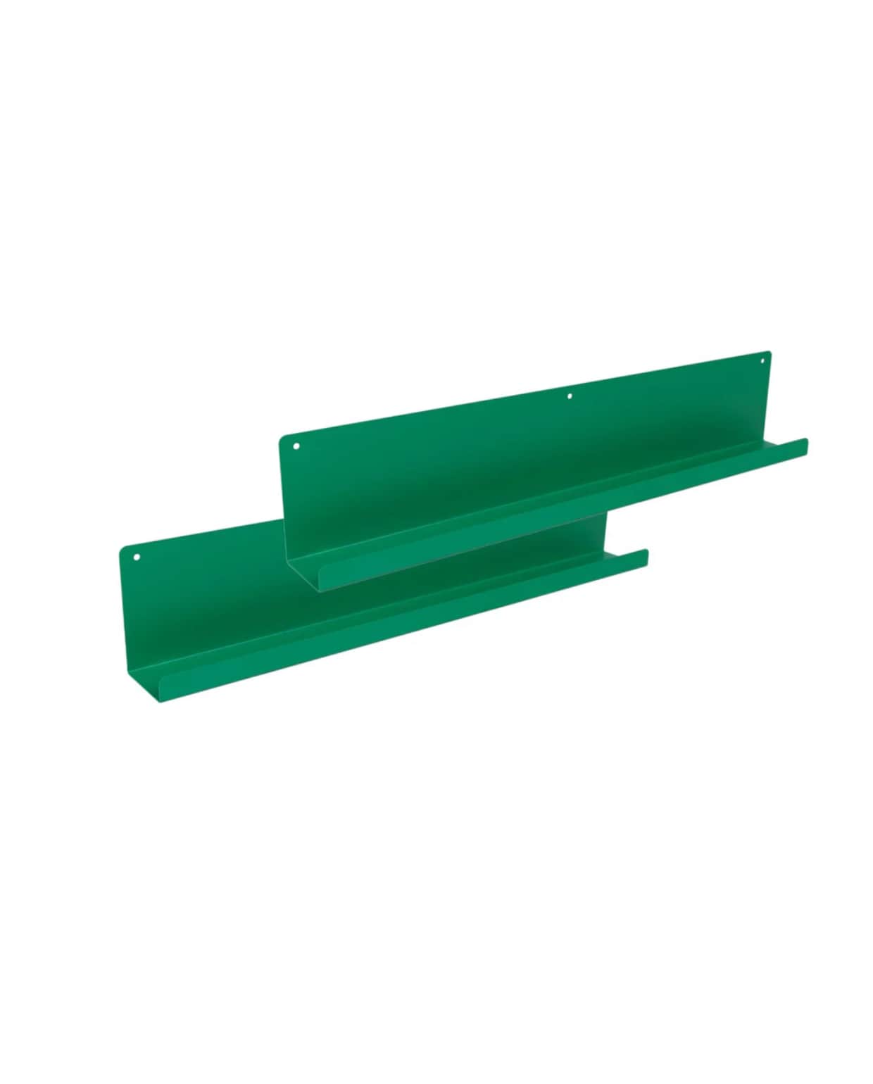 MaximaVida wandplank Wally, 2 stuks, emerald groen, metaal, 80x9x15cm, €39,-, (shop.vtwonen.nl). MaximaVida