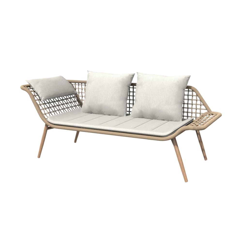 Lisomme Eliana Rotan Tuinbank Naturel Met Zitkussens, Polyester, 64x35x114, €489,-. (shop.vtwonen.nl) Lisomme
