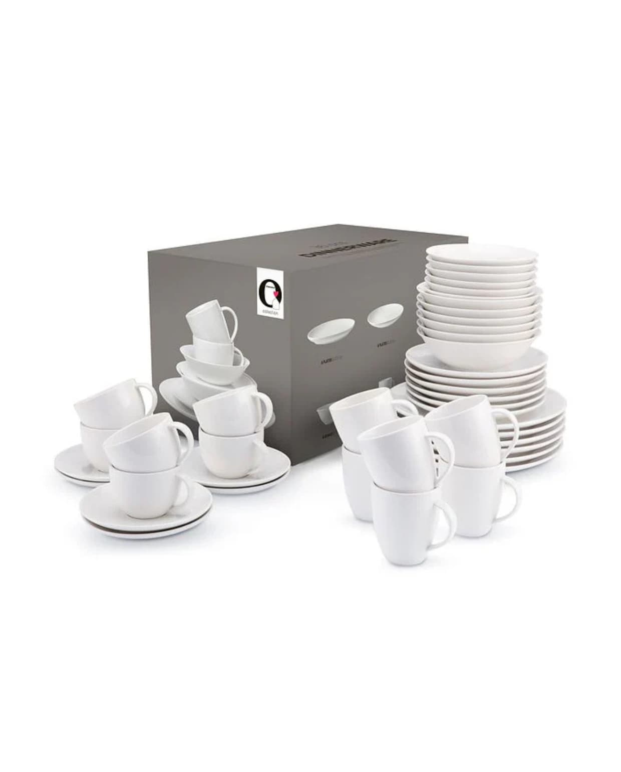 Shop op shop.vtwonen.nl: vtwonen serviesset, porselein, klassiek wit, 36-delig € 199,-.  vtwonen
