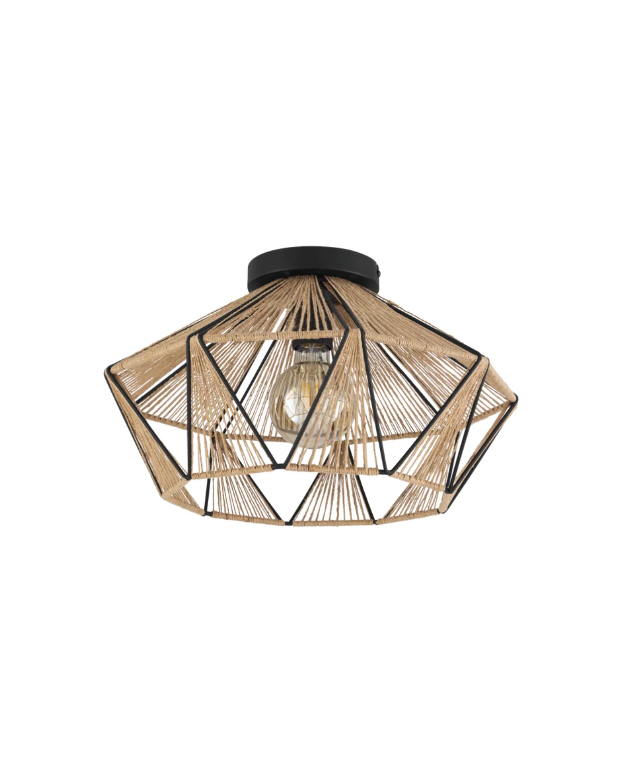 Shop op shop.vtwonen.nl: Eglo plafondlamp Adwickle, staal en textiel, zwart-bruin, 44,5x26 cm  (Øxh) € 99,99.  Eglo