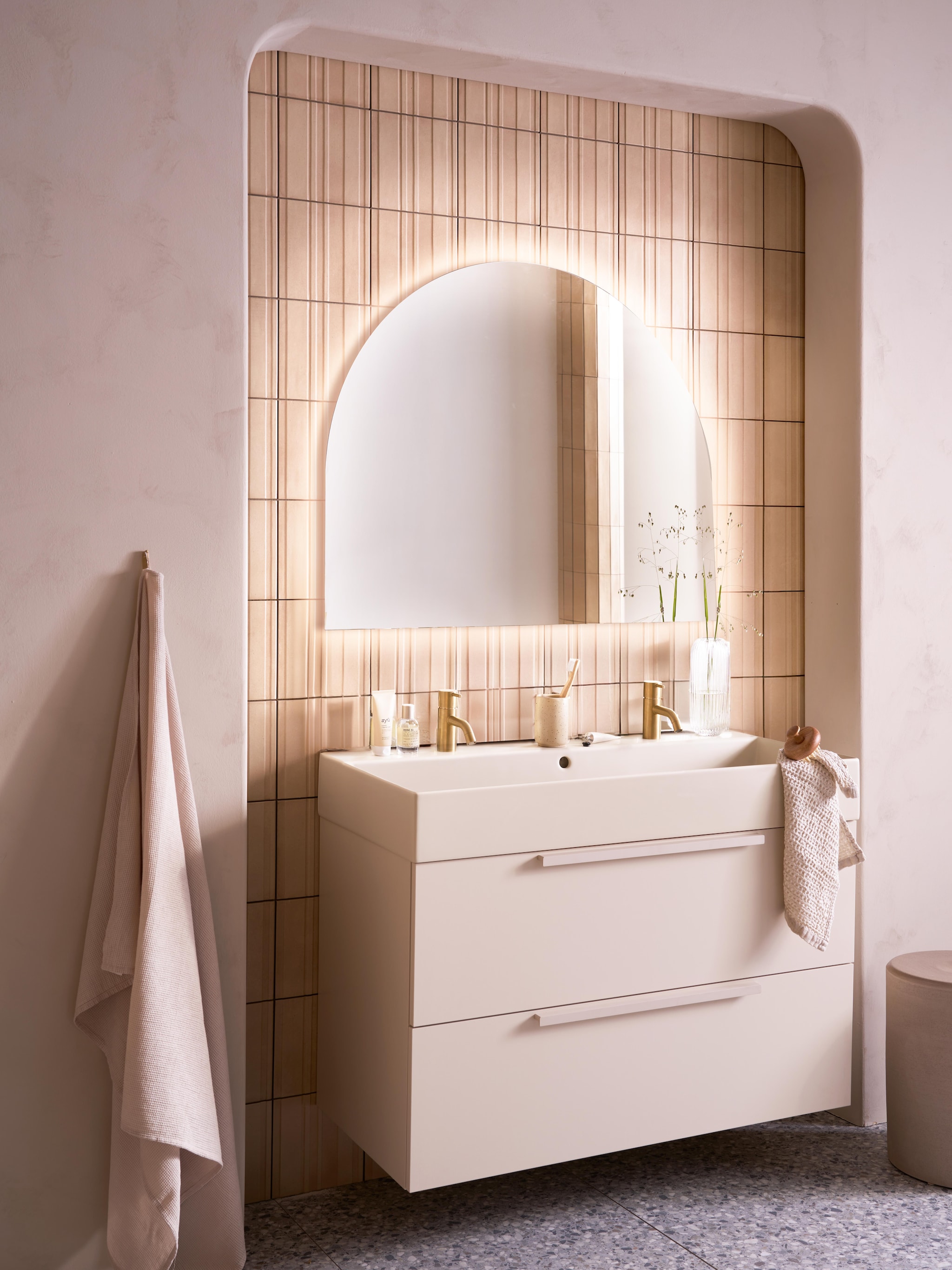 terrazzo vloer in de badkamer
