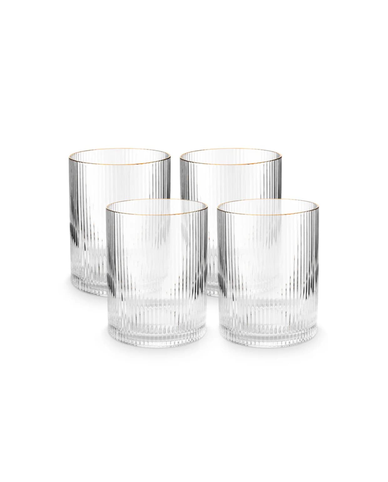 Shop op shop.vtwonen.nl: vtwonen waterglazen, ribbelglas met gouden rand, 340 ml, set van 4 € 29,-. vtwonen