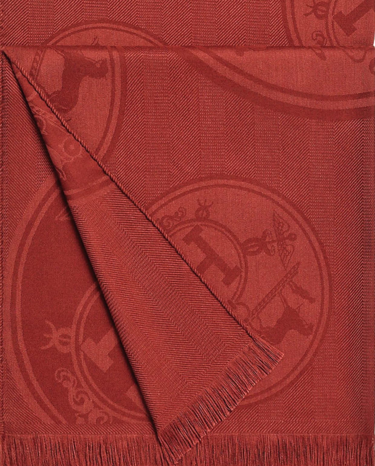 Hermès sjaal New Libris Stole, kasjmier en zijde, rouge h € 1090,- (hermes.com) hermes.com