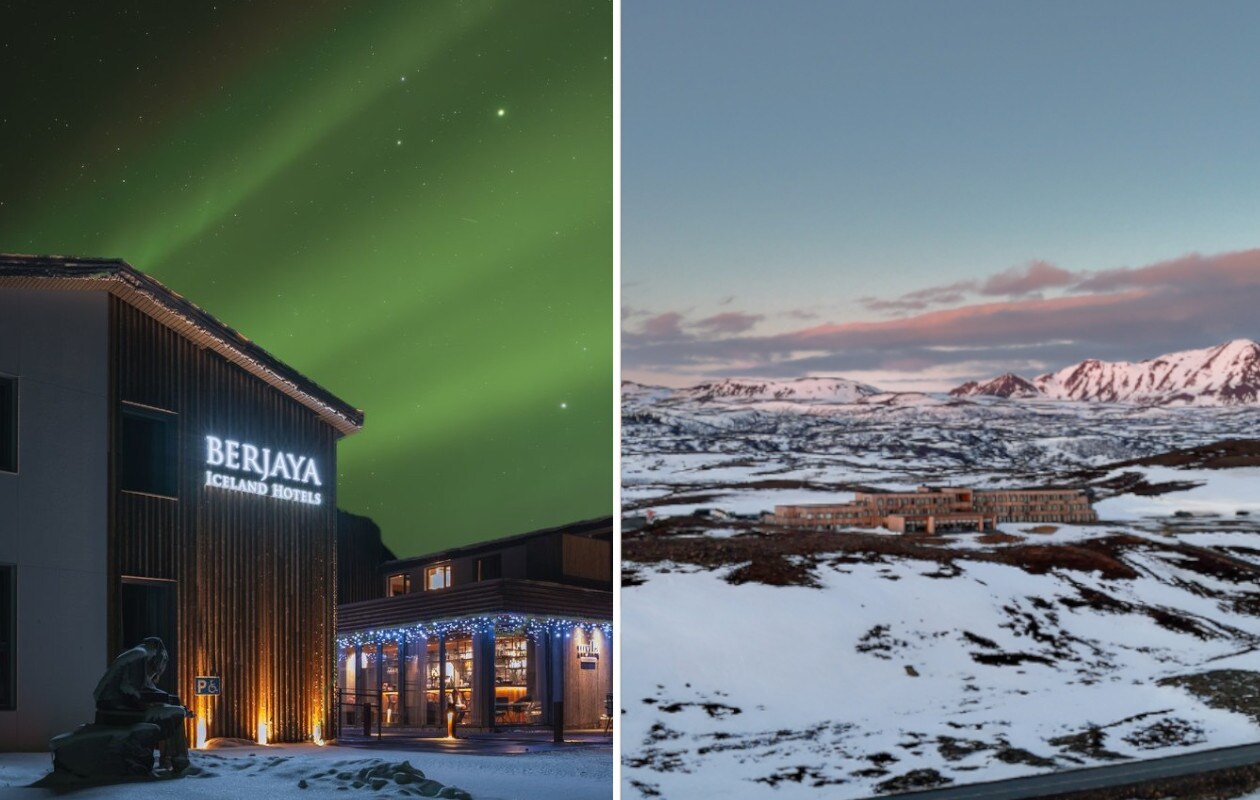 Het Berjaya Iceland Hotel en het Fosshotel Mývatn.