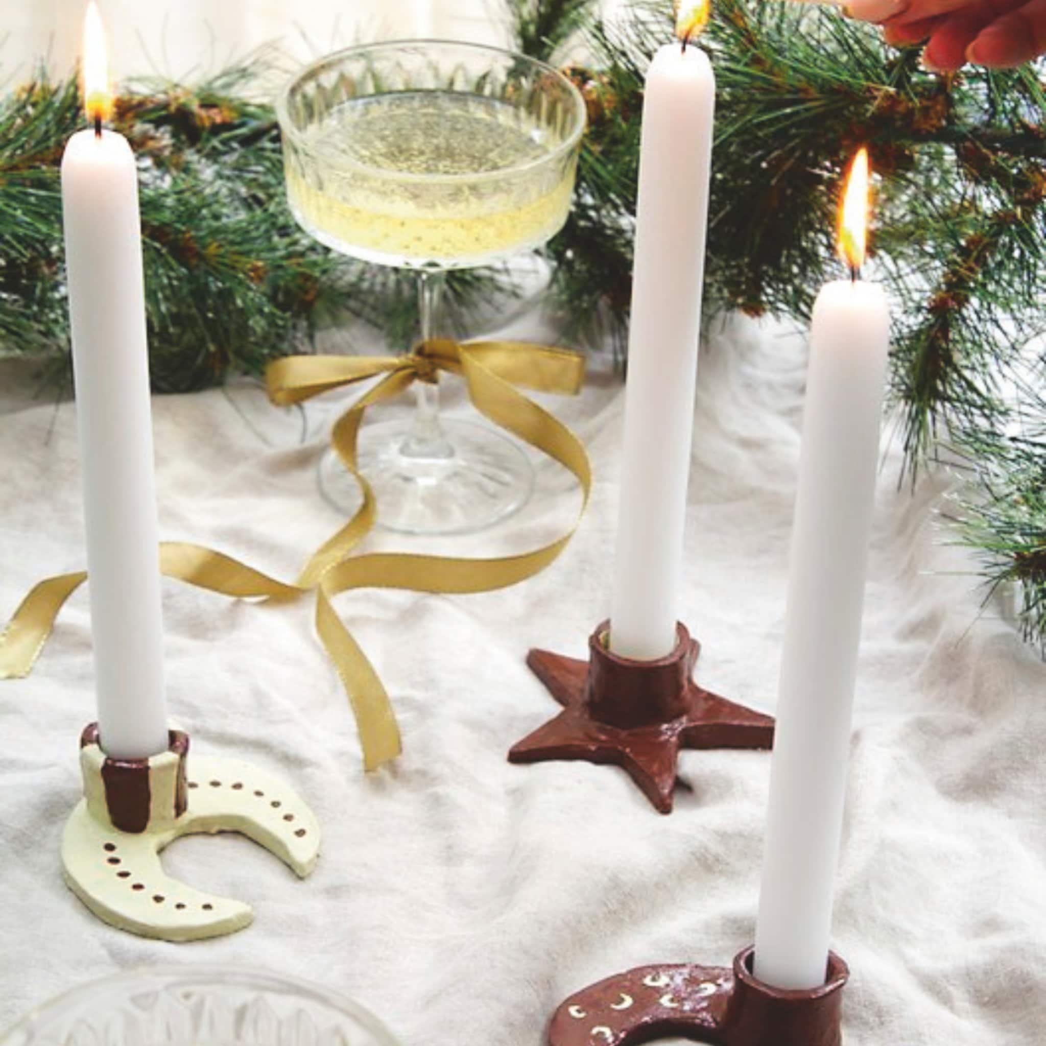 diy voor kerst kleigoede kandelaars