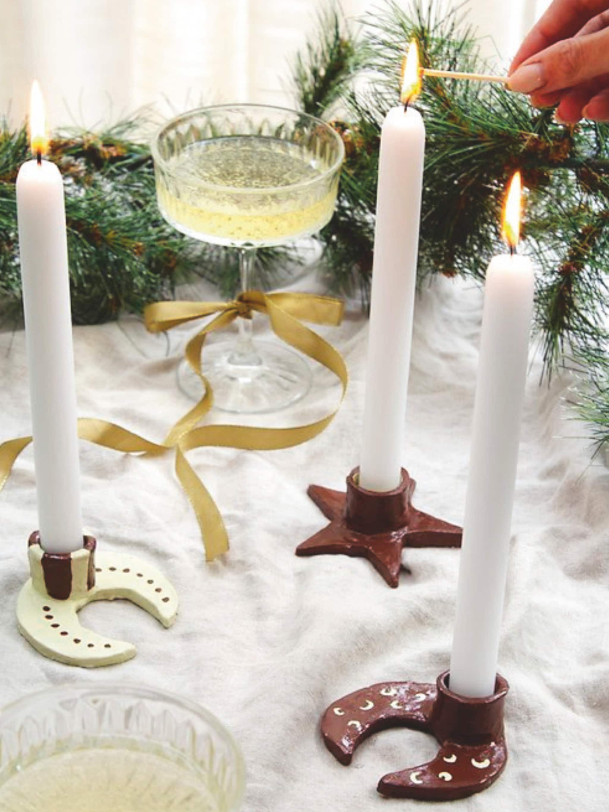 diy voor kerst kleigoede kandelaars