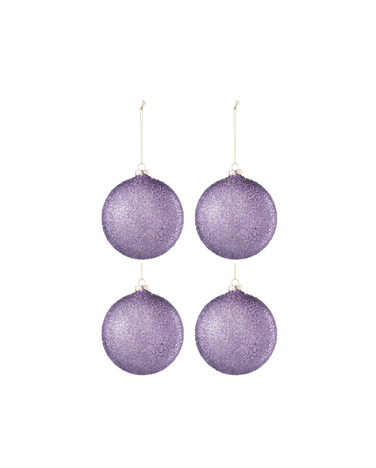 kerstbal Parels - glas - paars - large - doos van 4 stuks J-Line