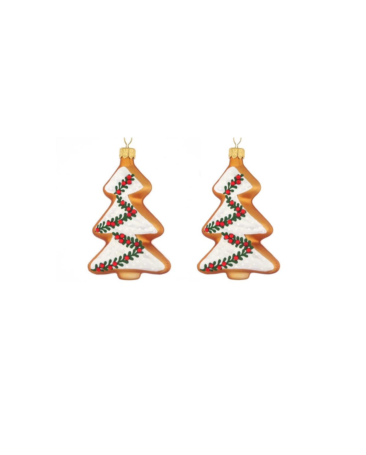 kerstdecoratie – vorm van peperkoekkerstbomen – glas – set van 2 Dagmara