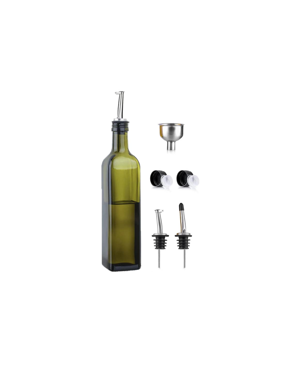 Olijfolie fles met schenktuit - 500ml - Inclusief Schenkteut, Trechter & Accessoires GrillX
