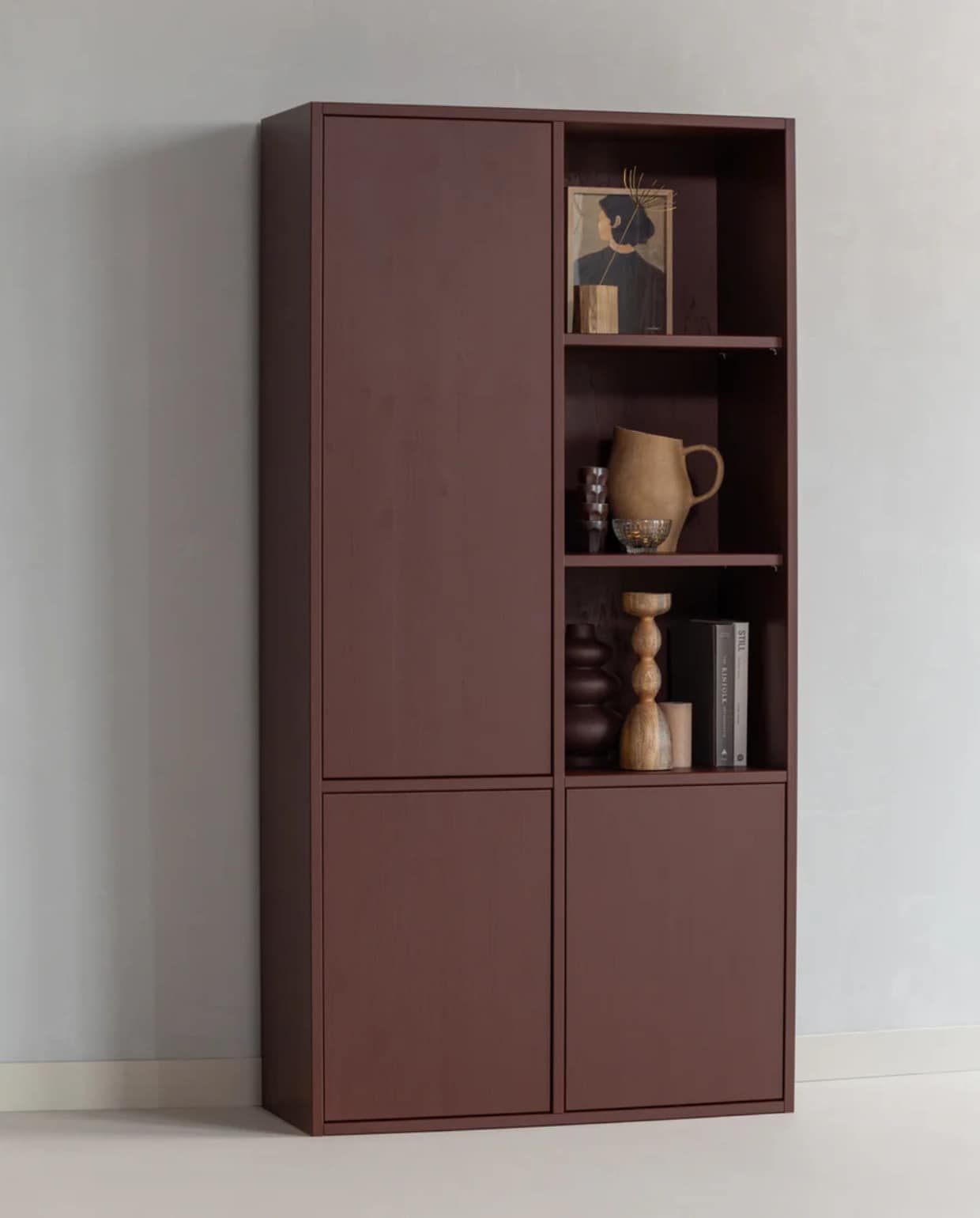 Opbergkast Merel - Grenen - Bordeauxrood - 100x200x44 Woood