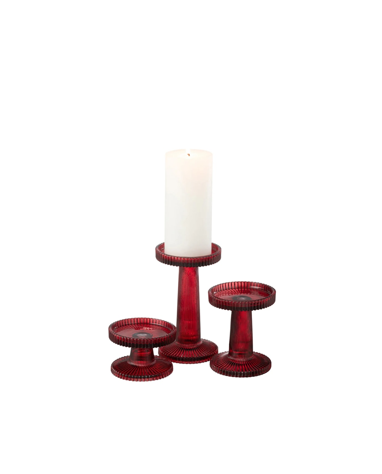 Kaarshouder Nelly - glas - rood - 3 stuks J-line