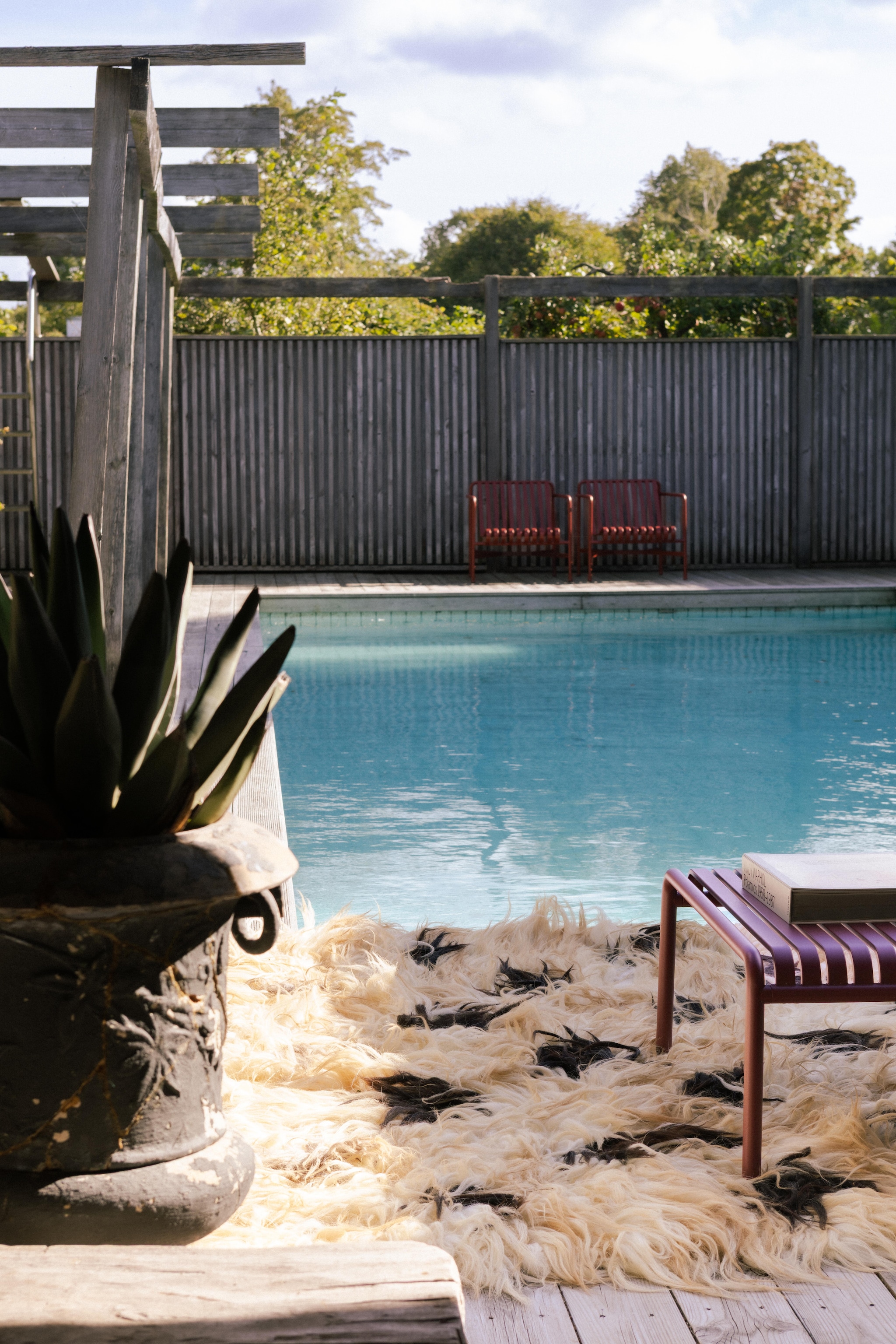 Vloerkleed Marie Olsson Nylander. Stoelen Hay. Soortgelijke vaas Eliassen Home & Garden. vtwonen Design 03-2026 | fotografie Monica Spezia | productie Living Inside