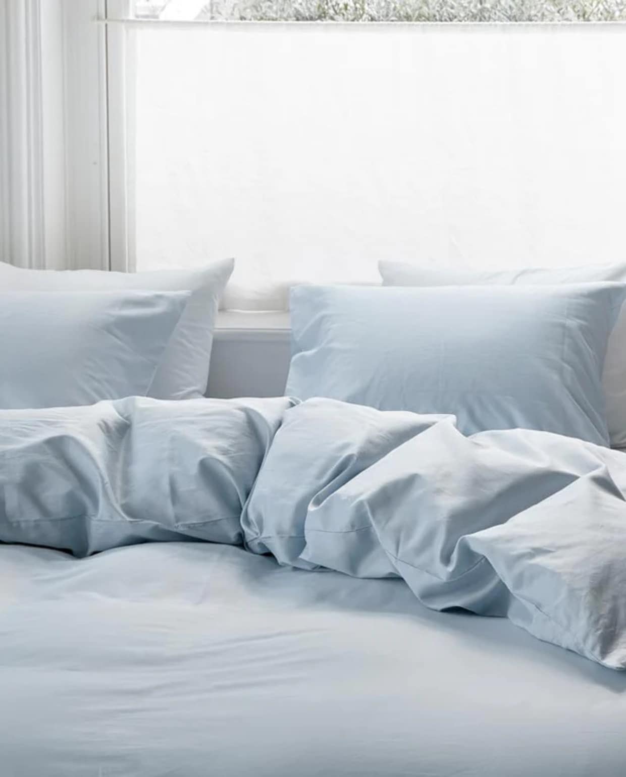 Dekbedovertrek katoen satijn sky blue 240x220 + 2/60x70 Yumeko