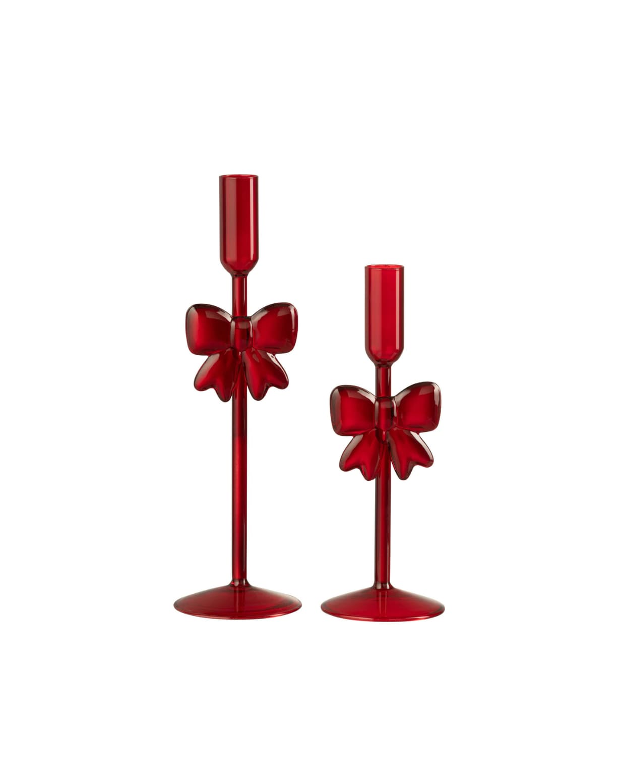Kaarshouder - glas - rood - set van 2 J-line