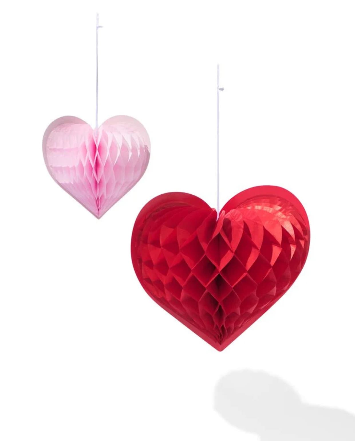 Waaiers honeycomb hart - 2 stuks Hema