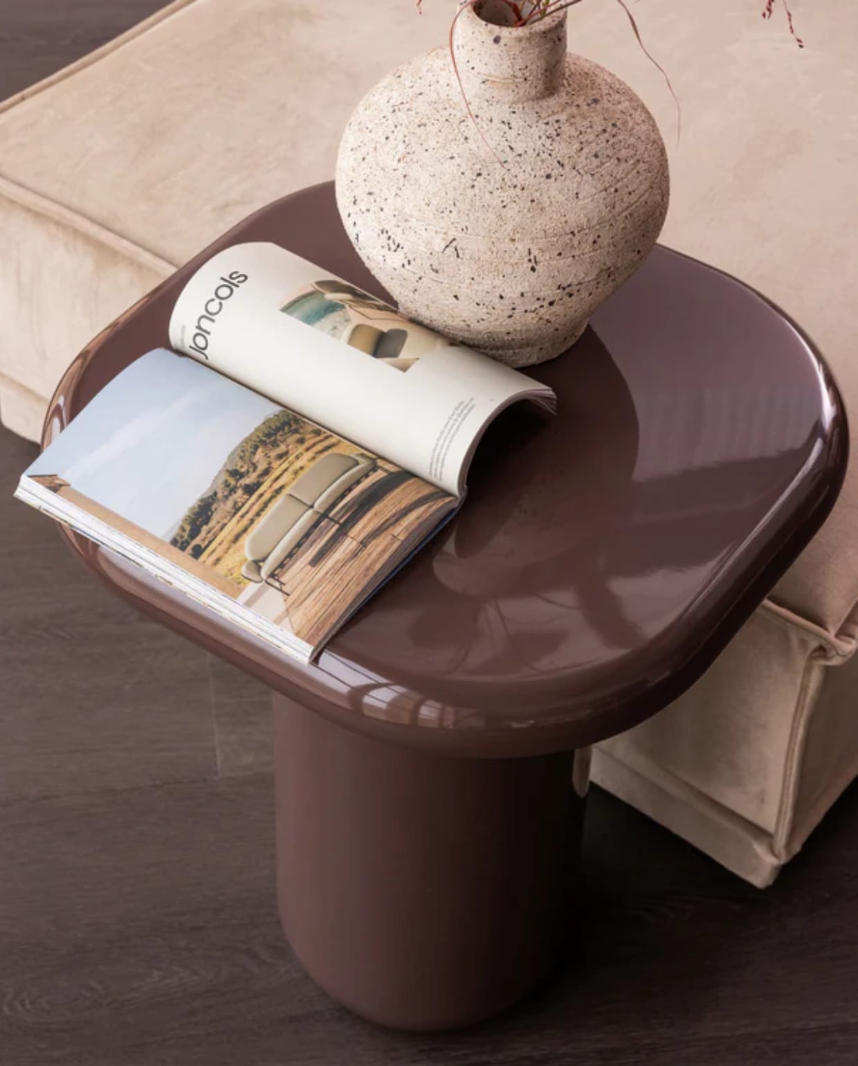 WOOOD bijzettafel Zava - Hout - Hoogglans Donkerbruin vtwonen shop | WOOOD