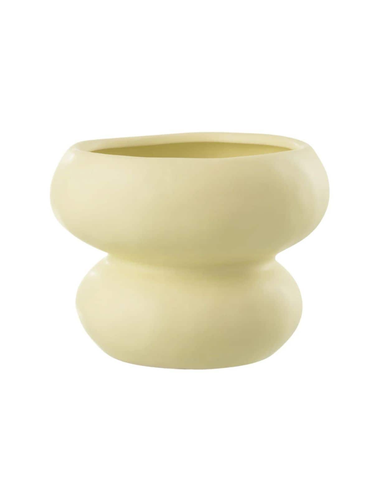 J-Line bloempot Cirkel - porselein - lichtgeel - Ø 19.5 cm J-line