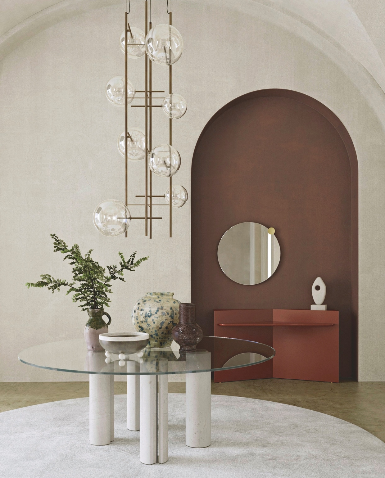 Armatuur Bole Tela, met dimbare led, van Gallotti&Radice, een van de vele merken waarmee Kristel werkt. vtwonen design 01-2026