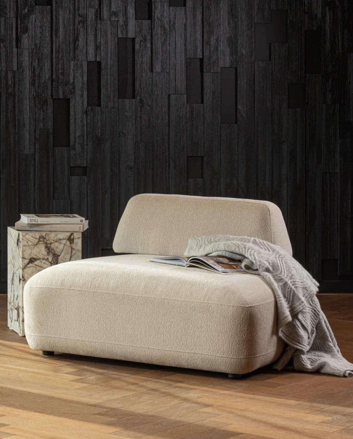 WOOOD fauteuil met verplaatsbare rugleuning Sterck - Polyester - Zand - 118x102x41 Woood