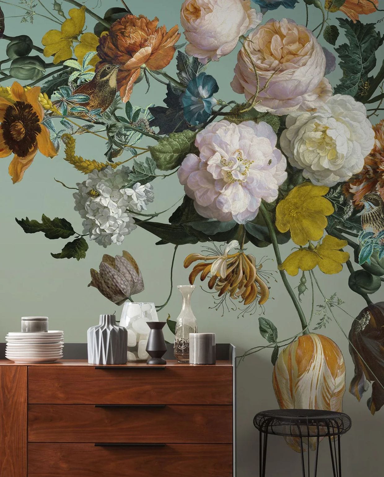 Komar fotobehang vintage bloemen multicolor - 200 x 250 cm - 611176