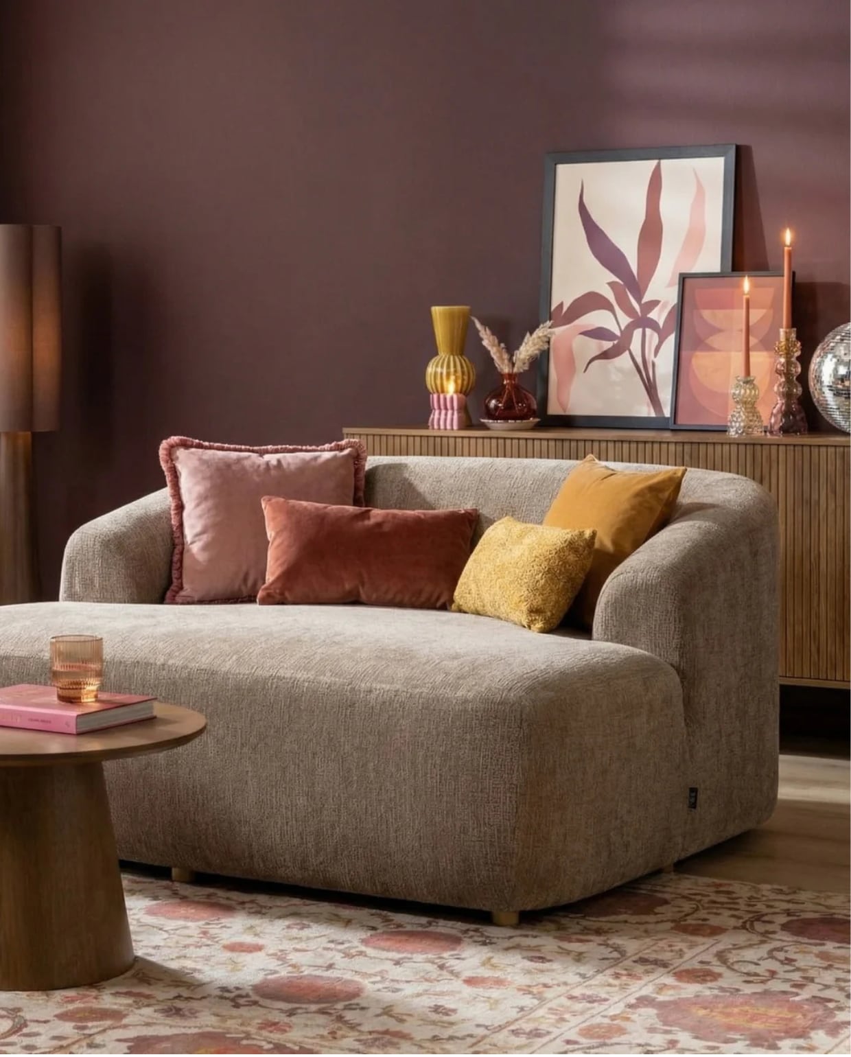 Loveseat Sarah - Taupe Stof - 145x145x70cm Déja living