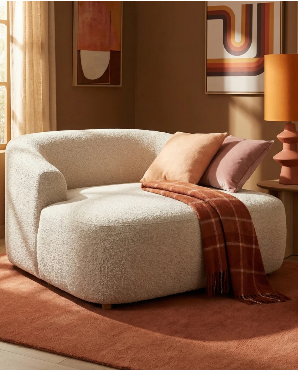 Living Loveseat Sarah - Beige Stof - 145x145x72cm Déja living