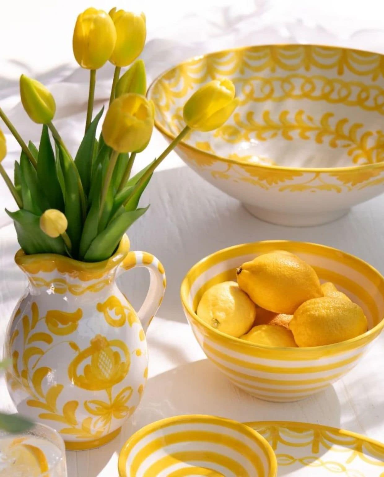 J-Line kom Lebrillo Granada - keramiek - wit/geel