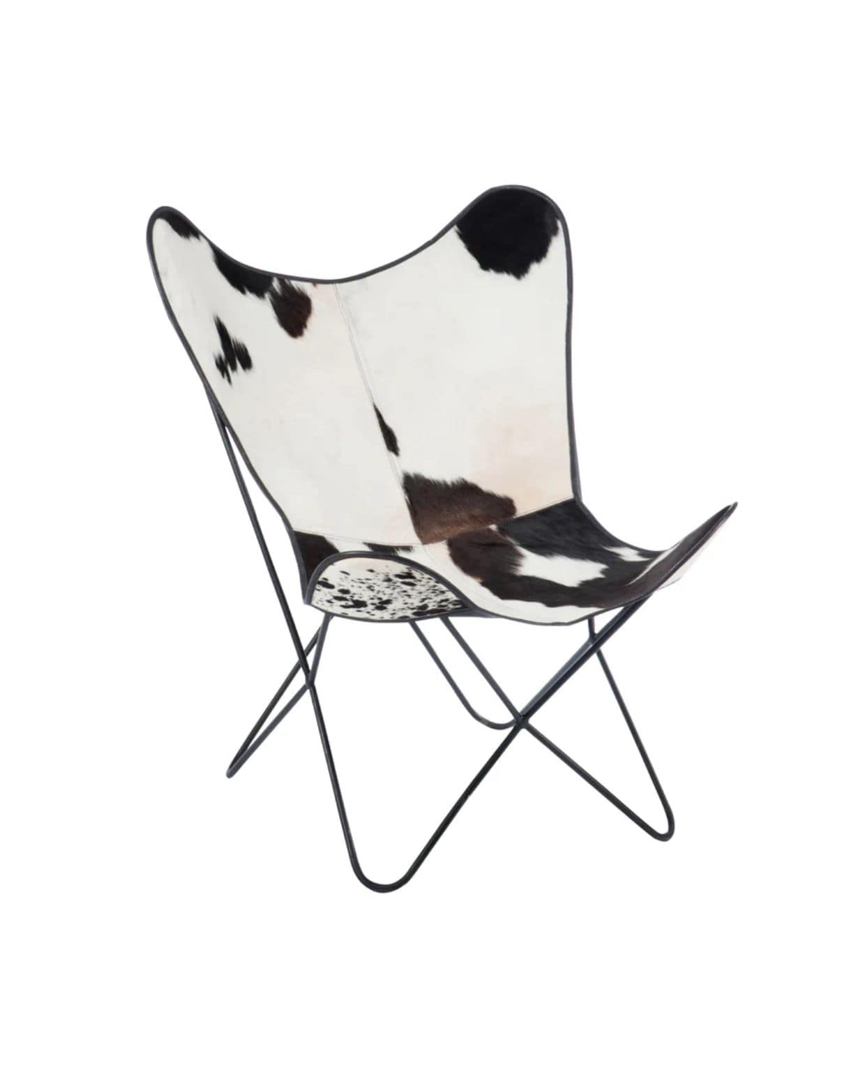 J-Line loungestoel - koevel/metaal - wit/zwart J-Line